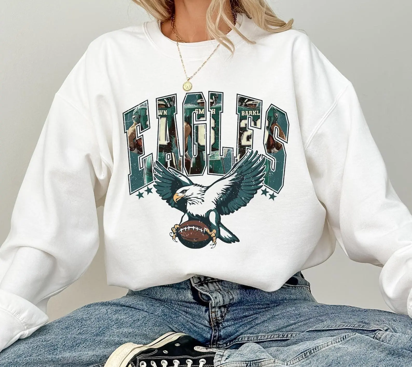 Men's Philadelphia Football Ribbed Soft Embroidery Sweatshirt, Fan Gift Tops