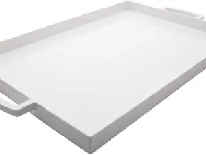 White Rectangle Melamine Serving, Easy to Hold with Modular Design, Perfect Kitchen Dinnerware for Indoor/Outdoor Activities, MeeMe Large Tray