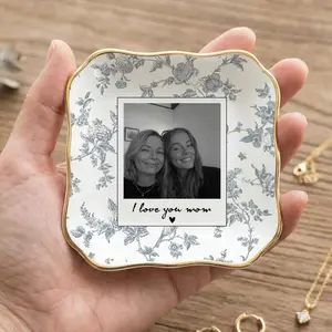 Personalized Photo Jewelry Dish for Mom, Mother’s Day Gift for Mom, Custom Trinket Tray