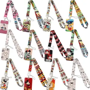 Mickey mouse Neck Keychain Necklace Webbings Ribbons Anime Cartoon Neck Strap Lanyard ID badge Holder Keychain Lanyards kids