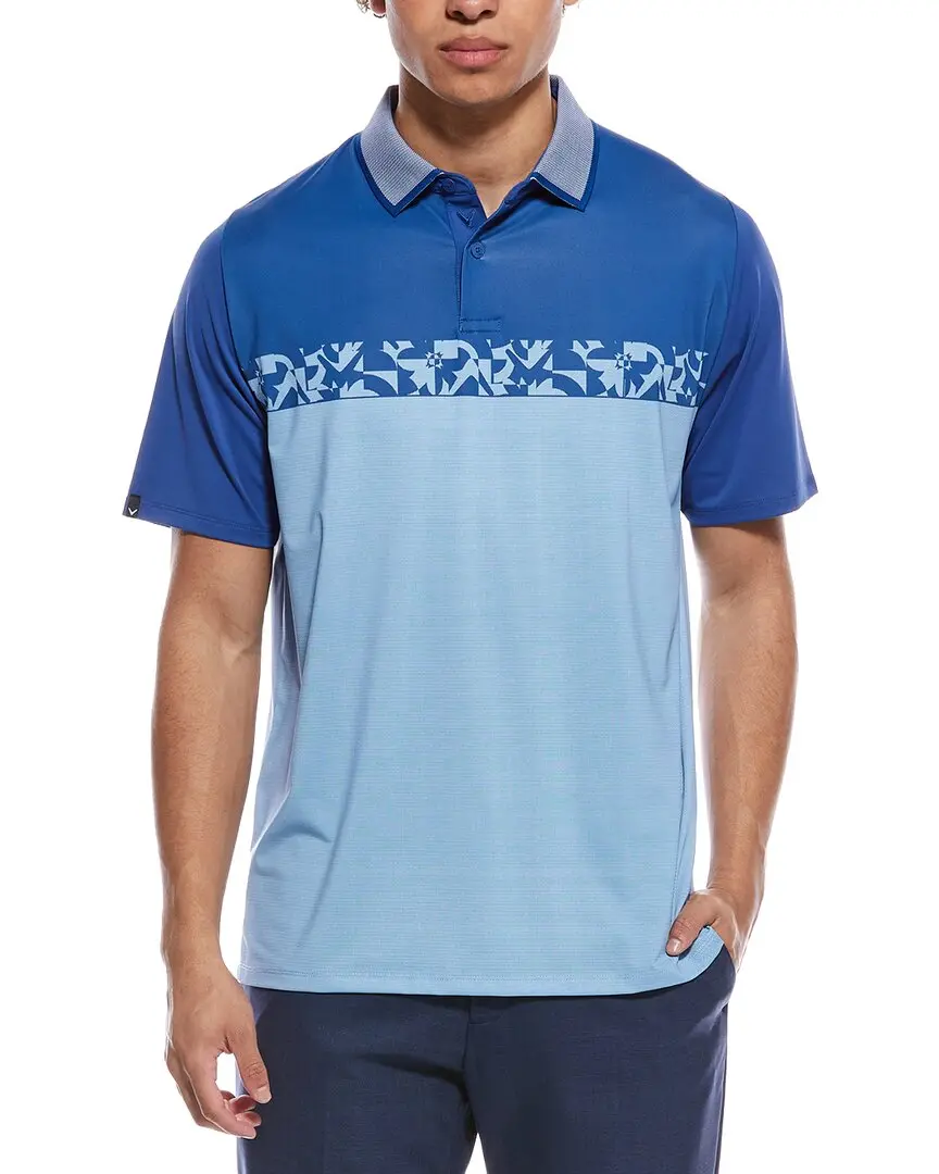 Callaway Engineered Oxford Floral Block Print Polo Shirt