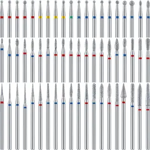 60 Pieces Diamond Nail Drill Bit Set Electric Cuticle Cleaner 3/32 Ceramic Nail Drill for Acrylic Manicure Pedicure Home Salon Use