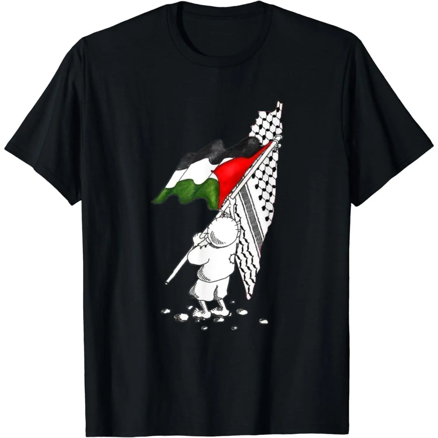 Women's Classic Relaxed Fit Short-Sleeve Knit Graphic Tee - Comfy Round Neck Streetwear Top, Hopfen, Free Palestine (Arabic Text), Free Gaza, Fabric, Casual, Cotton, Shortsleeve, Soft, Breathable Fabric, Crew Neck, Loose-Fitting