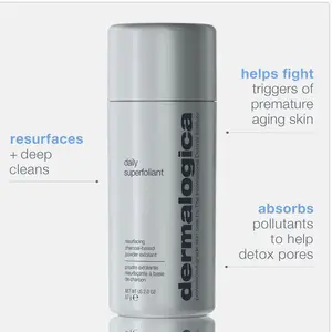Dermalogica Exfoliate Daily Superfoliant - Resurfaces & Deep Cleans - Helps Fight Premature Aging Skin - Absorbs Pollutants to Detox Pores. 2.0 oz  Powder Clear Charcoal Cleanser