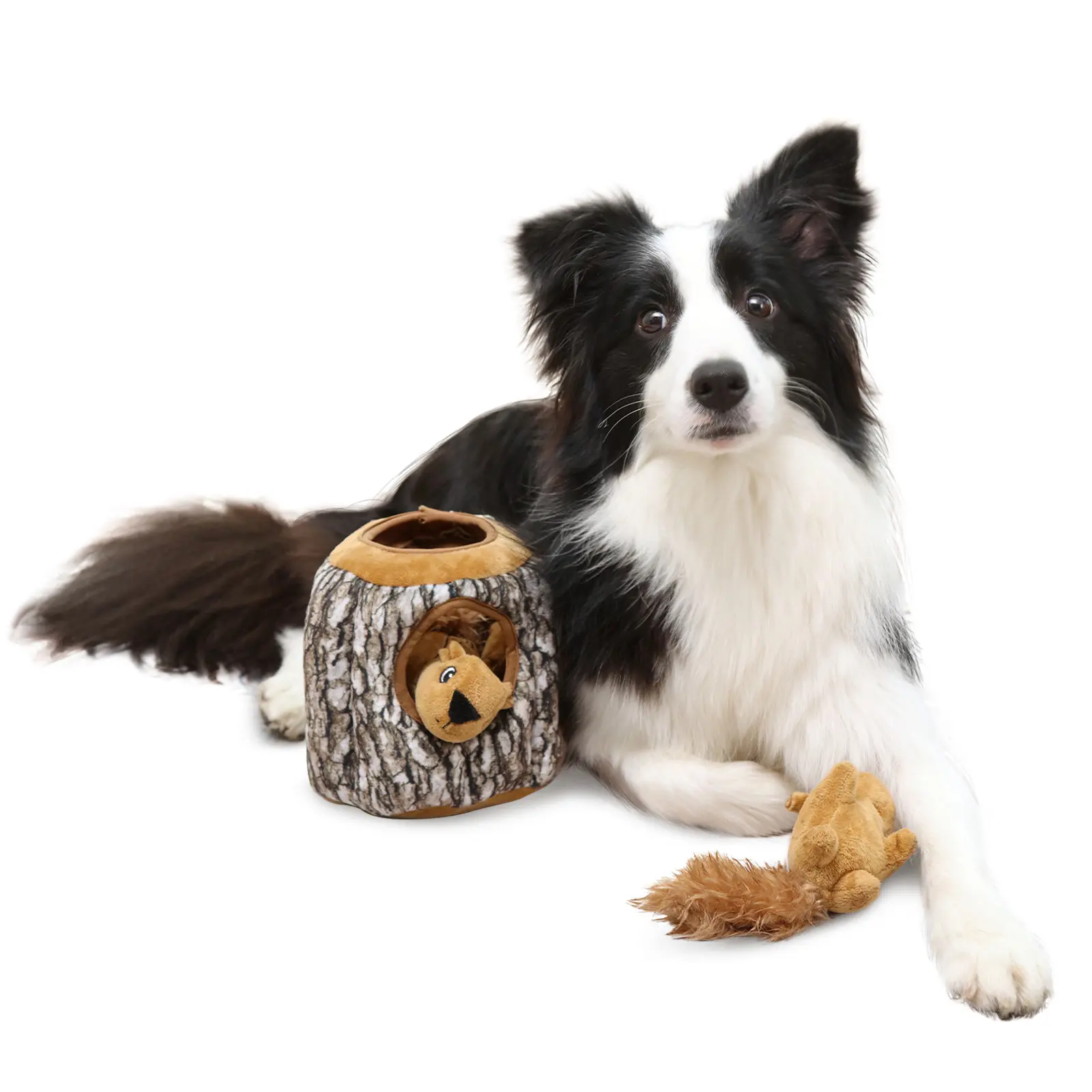 Laifug Hidden Squirrel Plush Dog Toy, Interactive Squeaky Dog Toy, Hide and Seek with Your Puppy, L