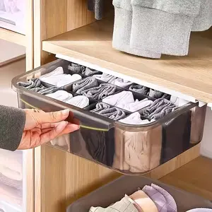 Under Desk Hidden Storage Drawer Organizer, Sliding Dividers and Adjustable Shelves, Multi-Functional Slide-Out Storage Box for Home Office Organization