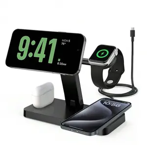 Magnetic Wireless Charger Compatible With IPhone: 4 In 1 Foldable Charging Station Compatible With Apple Devices Compatible With IPhone 16 15 14 13 12 Pro Max Plus - Fast Wireless Charging Station Compatible With Apple Watch Series
