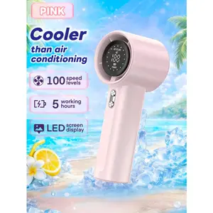 Handheld Cooling Fan Cooler Than Air Conditioner, 100 Speed Settings, LED Display, Long Battery Life, Essential for Commuting & Office Use
