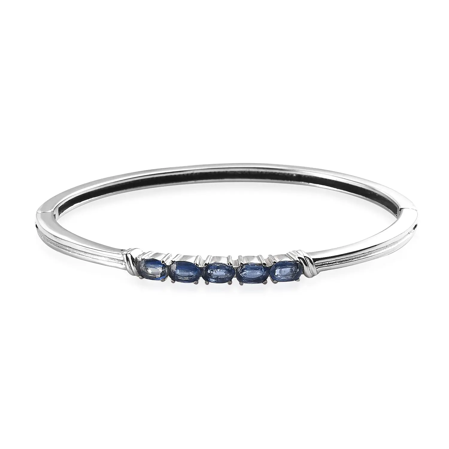 Kyanite Bangle Bracelet in Stainless Steel (6.50 Inches) 2.65 ctw