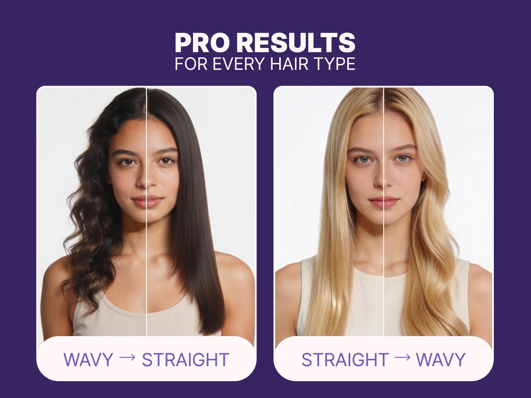 GLAMPALM GlamMuse 1" Hair Straightener - All-Ceramic Flat Iron Infused with Vita-C, Salon Results with Less Heat Damage, Trusted by K-Pop Hair Stylists, Dual Voltage Hair Straightener, Silk Press (GP201T Purple)