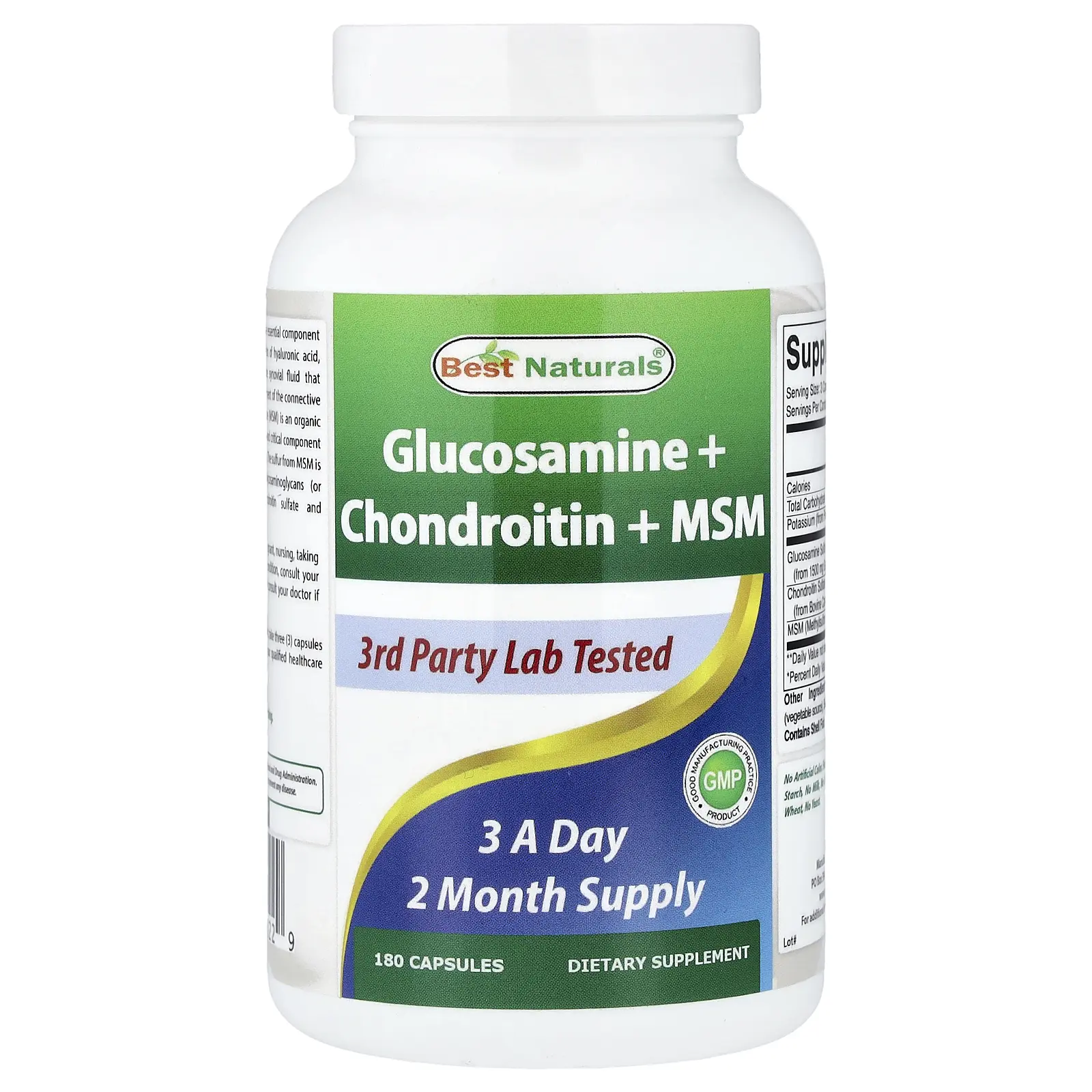 Best Naturals Glucosamine + Chondroitin + MSM, 180 Capsules