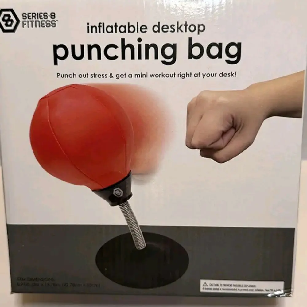 Punching Bag, Inflatable Desktop Red and Black, Mini Workout, Stress Relief