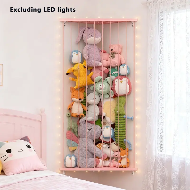 Plush Animal Toy Storage Rack Set, Display Storage Rack, Wall and Corner Organizer, Corner Shelf, Adjustable Length, Living Room Corner Storage, Game Room Bedroom Decor, Adjustable Organiser, Corner Decorative Shelf, Adjustable Decorative Racks