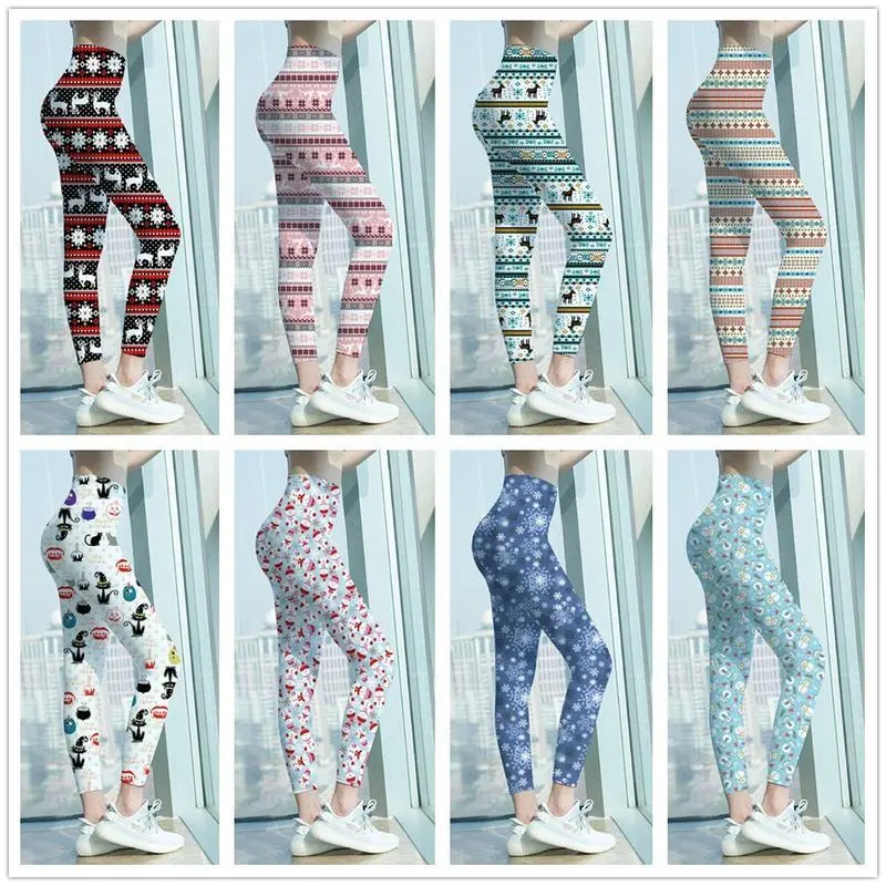 Trackpants Christmas Leggings Holiday Print Nine-point Pants Fitness Sports Pants Trackpants Christmas Leggings Holiday Print Nine-point Pants Fitness Sports Pants