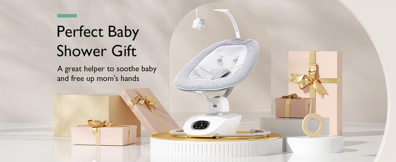 Momcozy CocoSway Baby Swing for Infants to Toddler, 3D-Motion Electric Baby Swing with 6 Motions & 4-Speeds, Remote Control, Infant Swing with 8 Preset Lullabies for Baby Boy Girl Up to 20 lbs