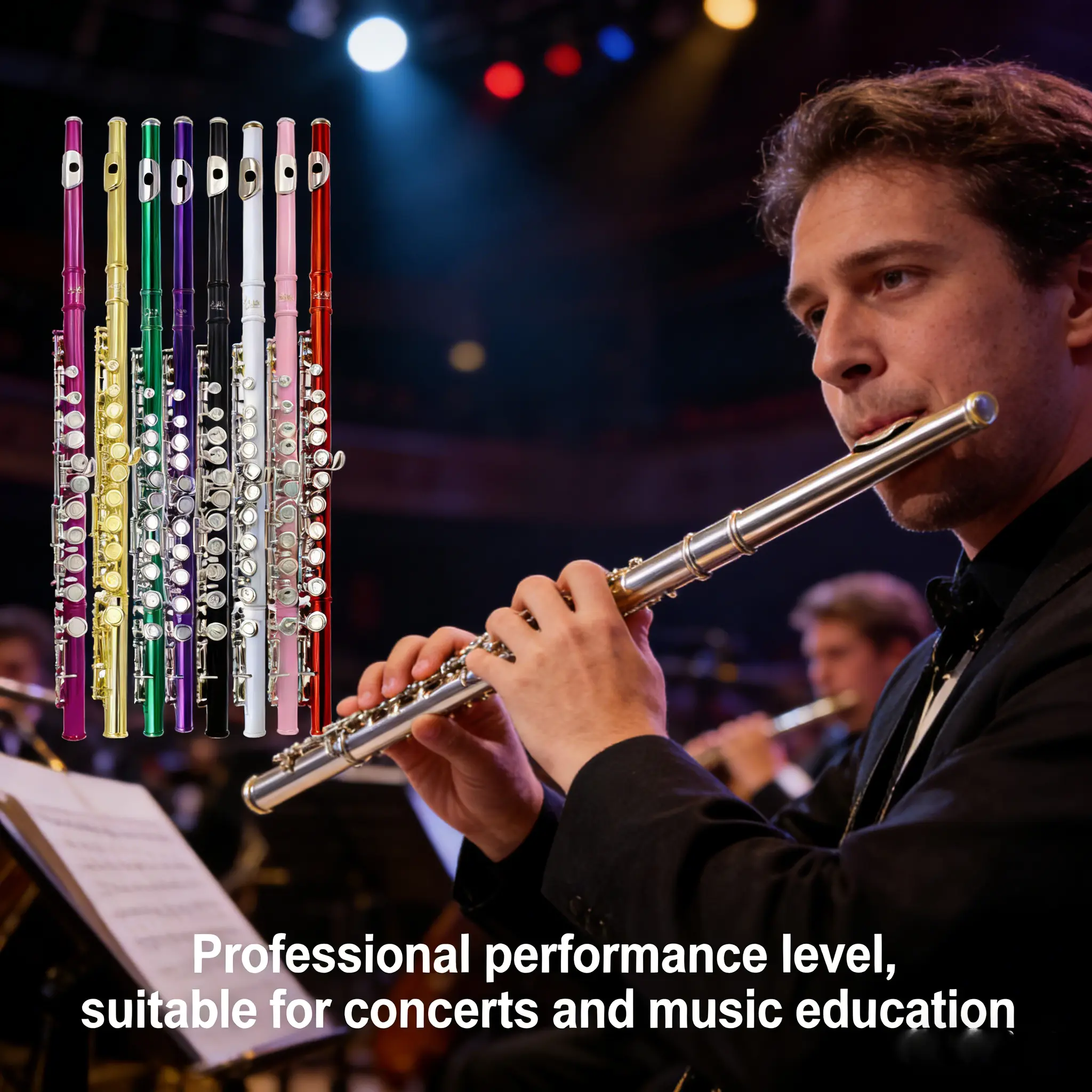 Lade 16 Hole C Key Closed Flute, Nickel-Plated Brass, Beginner Friendly, Multiple Colors Available, Includes Leather Case
