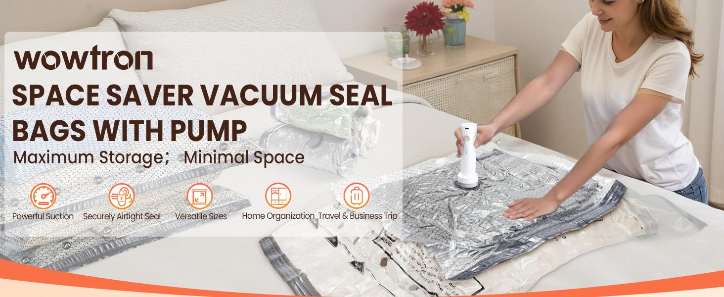 【2026 Upgraded】 X7 Cordless Travel Vacuum Storage Compression Bag Set with Rechargeable air Pump 15 Pack Waterproof & Reusable Compression Packing Bags for 3 Size，140L/Min Powerful Air Removal， strong suction, Perfect for Carry-On Suitcases,Packing tools