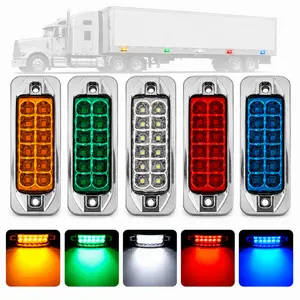 2PCS 3.58” 12LED Side Marker Clearance Lamps, IP65 Waterproof Sealed Screw Mount Lights, Steady/Strobe, Side Tail Chassis for Truck Trailer RV Pickup Lorry