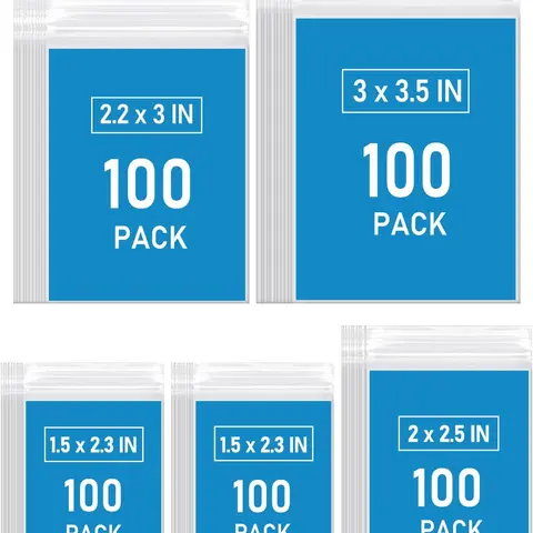 500 Pcs Small Plastic Bags, Small Bag, Mini Baggies, Jewelry Bag Clear Plastic, Assorted Sizes, Resealable Poly Bags for Pill, Storage, Candy, Packaging