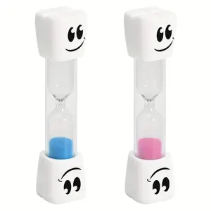 2-Pack Kitchen Utensils 2-Minute Smile Tooth Sand Timer, Small Joyful Hourglass with Assorted Colors for Toothbrushing