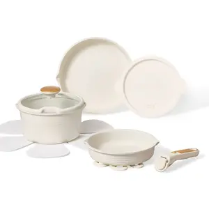Carote 10pc Nonstick Cookware Set with Detachable Handle White Carote 10pc Nonstick Cookware Set with Detachable Handle White