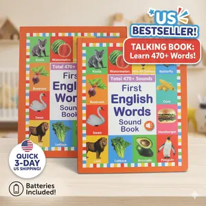 Educational Talking Sound Book – 470+ Words, 21 Themes, 6 Songs & Piano Keys | Perfect Gift for Kids Ages 3–9 | Fun & Interactive Learning Toy Colorful Car