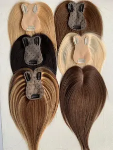 Human Hair Topper With Side Bangs for Women with Clips Real Human Hair 8-14 Inch Straight, Real Hair Extensions, Invisible Hair Toppers, Invisible Breathable Natural Wear, Daily Party Holiday Wedding