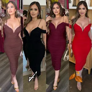 Abril Mesh Dress - Soft Fabric with Pearls Details & Stretchy Material - True to Size Fit - Available in Multiple Colors