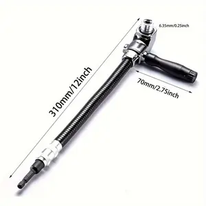 Right Angle Attachment Flex Shaft Drill Attachment 12-Inch 90 Degree Electric Drill Chuck for Corner Woodworking Tools Flexible Shaft Extension Rod