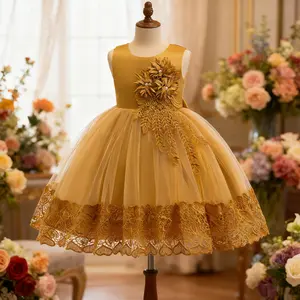 0006 Children Kids Girl Formal Dresses Princess Lace Girl Dress Summer Tutu Wedding Birthday Party Kids Dress