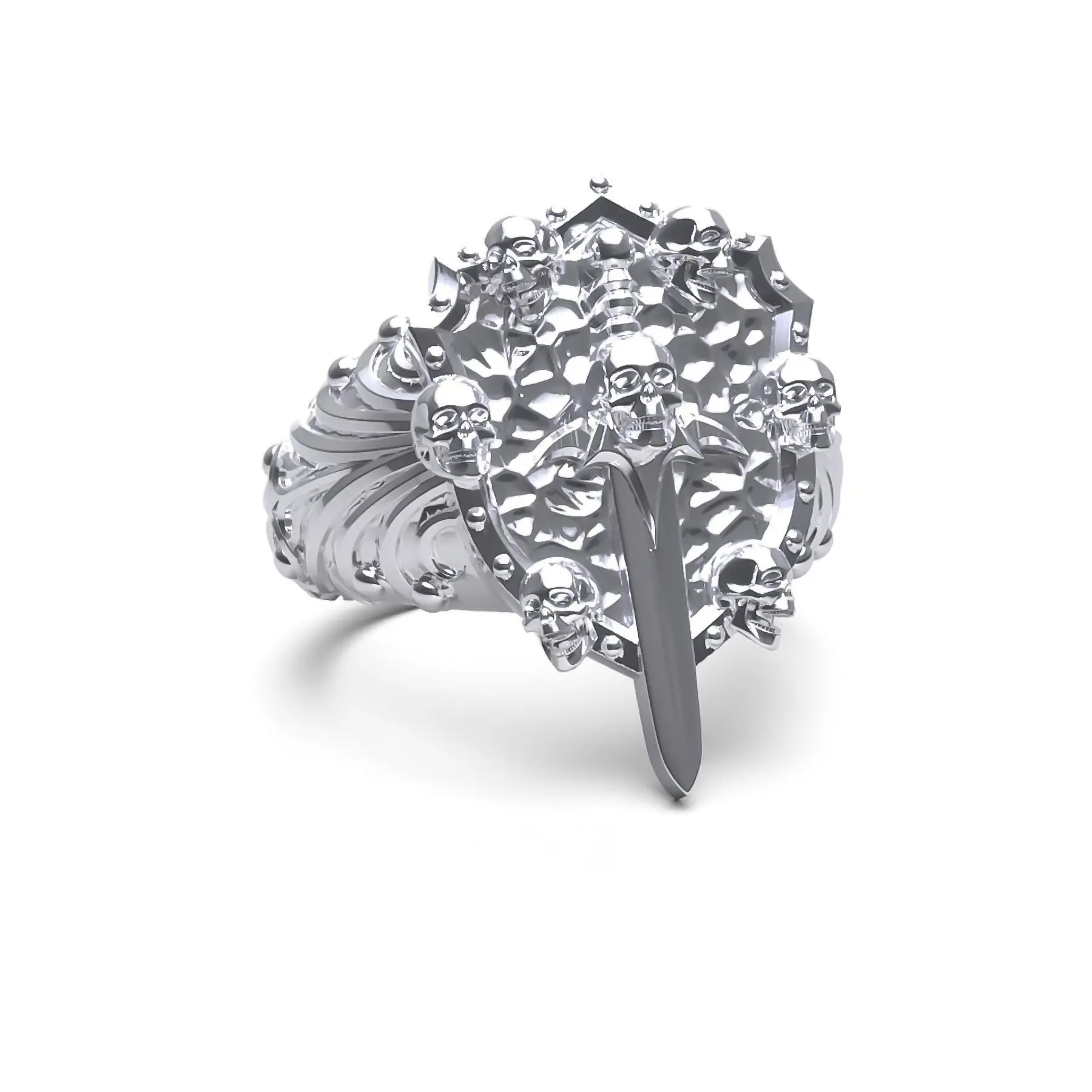SWORD & SHIELD RING - Bold Warrior Symbol for Safety & Protection - Highly Detailed Jewelry Piece
