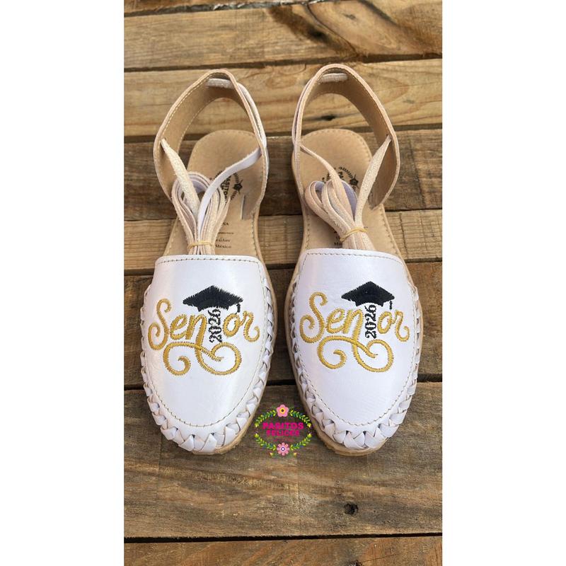 Gold Senior Black - Leather Lace Up Huaraches