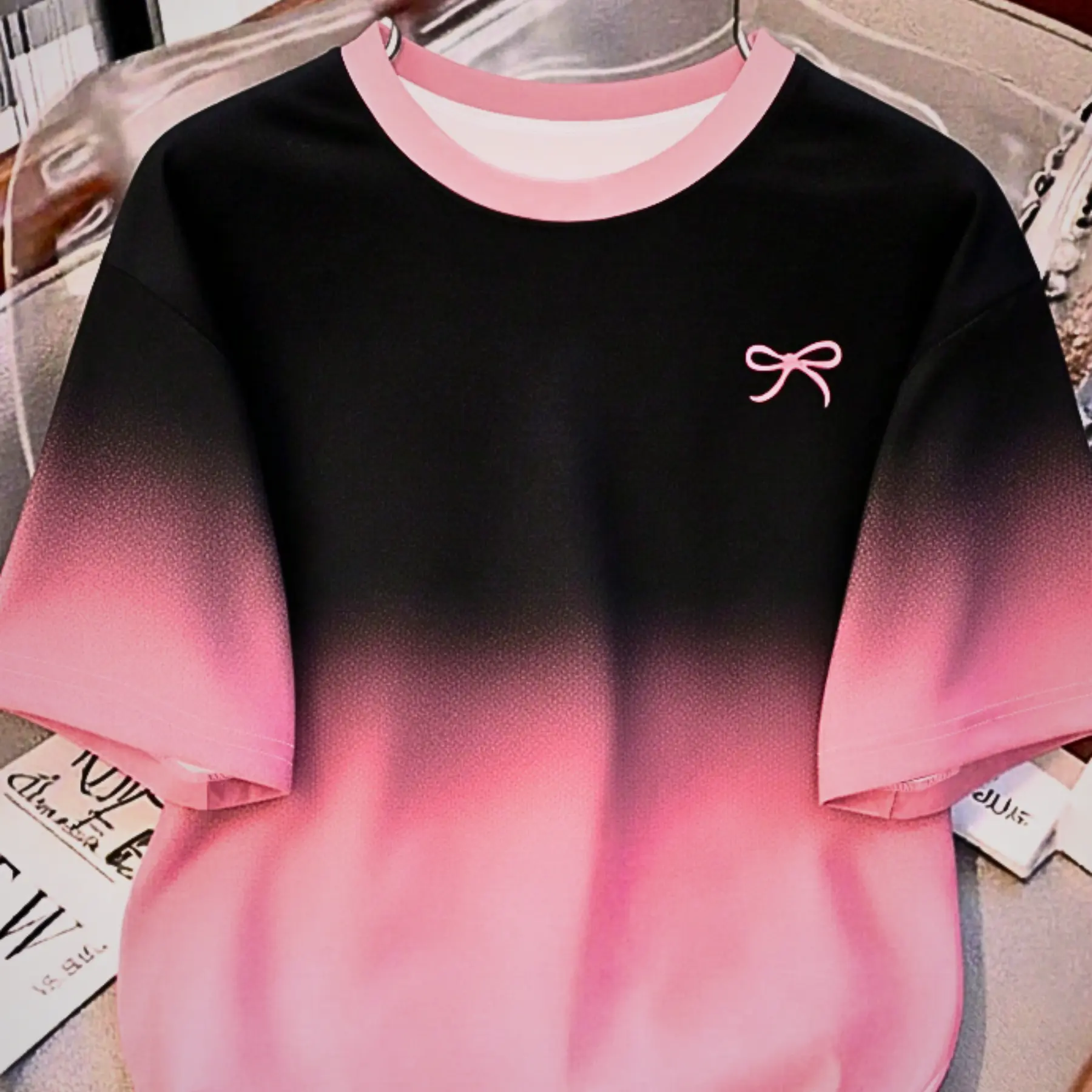 Women’s Ombre Butterfly Print T-Shirt – Stylish Short Sleeve Summer Top for Casual, Date & Travel Outfit