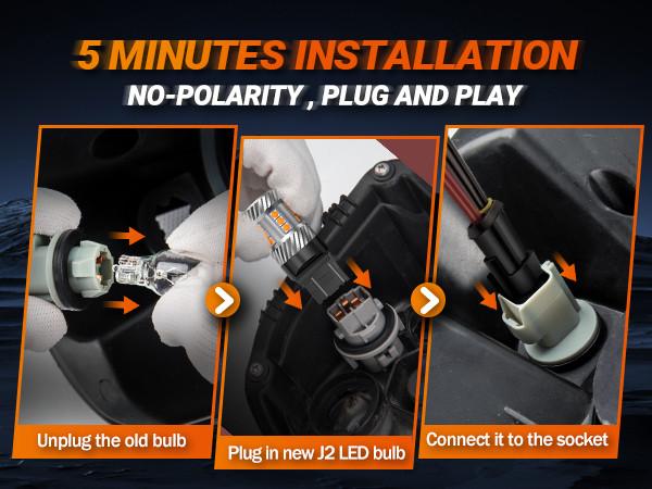 2012 Toyota Highlander 7443/7440/T20/W21W LED Turn Signal Light Brake Tail Light Bulbs Yellow SEALIGHT