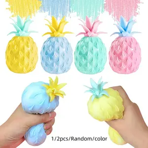 Mini Pineapple Stress Ball, Random Color Fruit Squishy Dough Balls, Sensory Fidget Toys for Adults, Stress Relief, Asmr, Anxiety Toy
