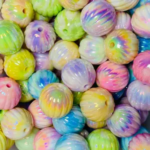 Pumpkin shiny pastel bead, 16mm, 13pcs  mix.