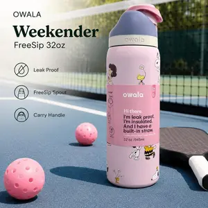 Owala FreeSip 32oz Insulated Water Bottle – Stainless Steel, Leakproof Flip Lock Lid, BPA Free, Keeps Drinks Cold 24H Hot 12H, Reusable Sports Travel Gym Bottle with Built-in Straw Design