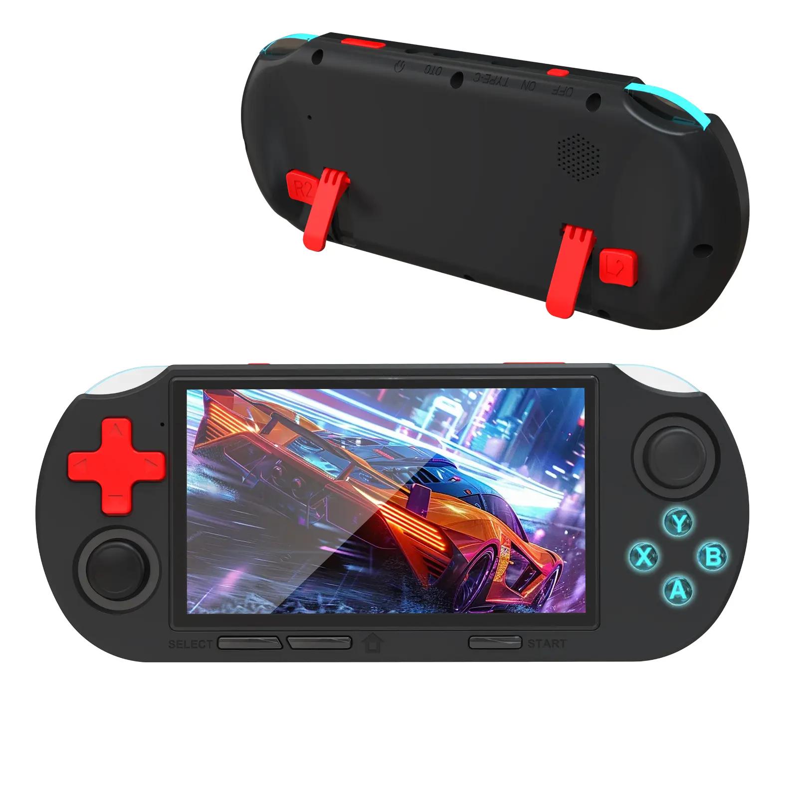 YLW ANS16 Handheld Retro Gaming Console 4.5-inch IPS Screen 64GB Memory 16000 Games 14 Emulators RGB Lights 3000mAh Battery Portable Gift Compact outdoorfun