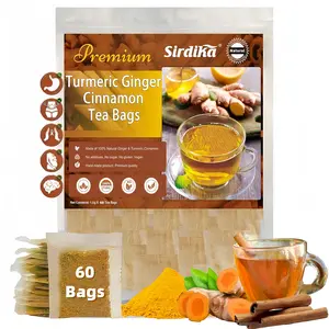 Premium Turmeric, Ginger, Cinnamon Blend Tea Bags - 150 Bags, 100% Natural, No Additives, Caffeine Free Beverage Set Vitamin Drinks