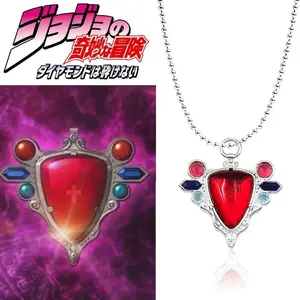 Anime JOJOS BIZARRE ADVENTURE Necklace Red Stone Of Aja Cosplay Pendant Necklace Chain Choker Necklaces Charms Jewelry Women Men