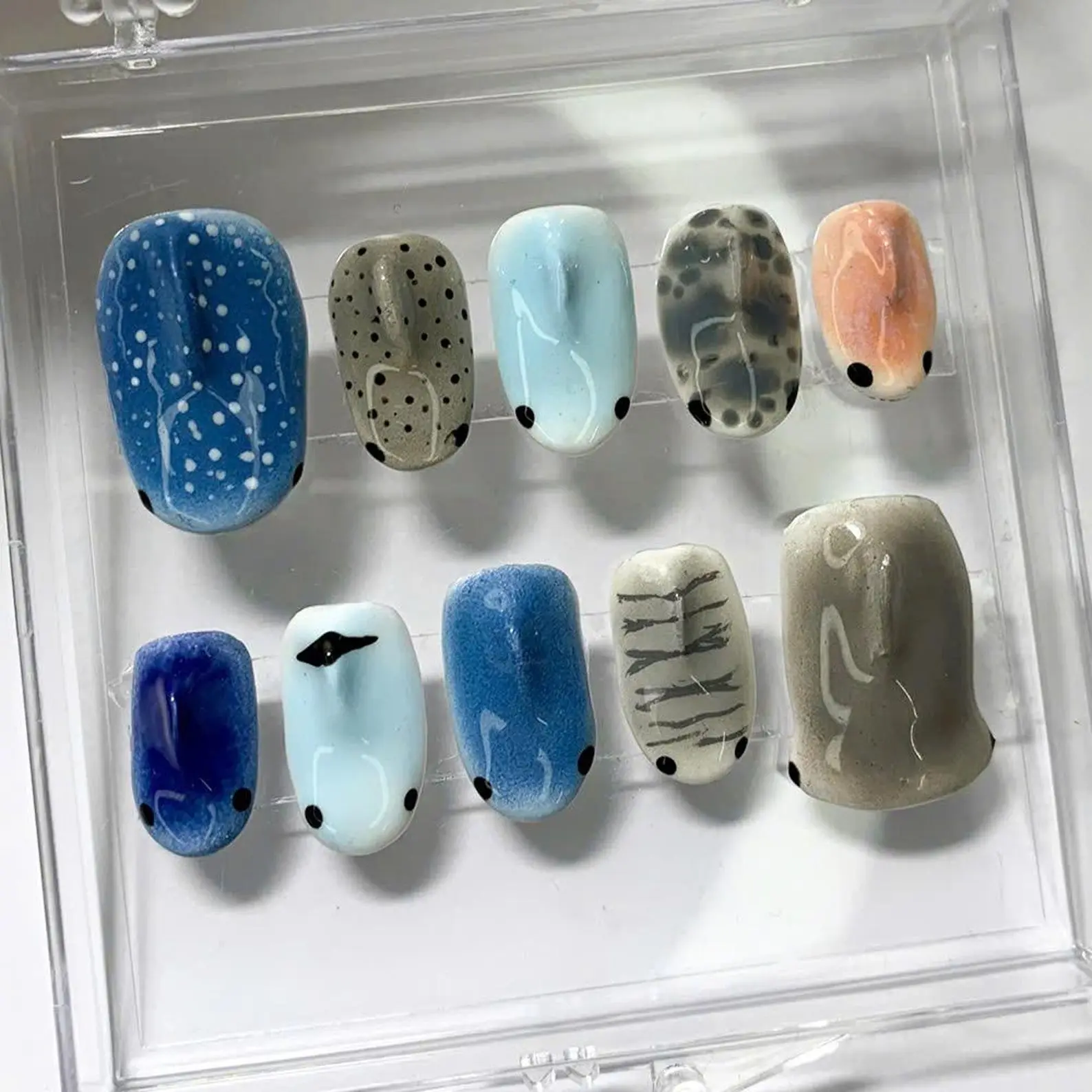 Terra Nail – Acrylic Shark Press On Nails: 3D Baby Shark, Handmade Nail Art for Beach, Oceanic Lover, Summer Vibes Press Ons – TN99