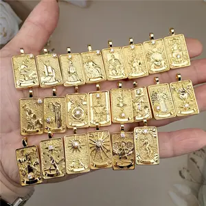 Tarot Card gold tone Necklace -- The Empress Lovers World Sun and more