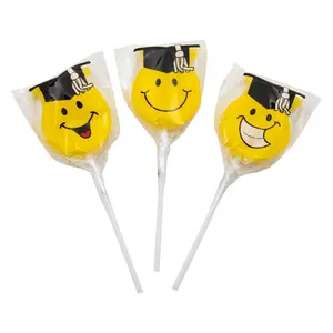 Smile Face with Graduation Hat Pineapple Lollipops - 12 Pc.