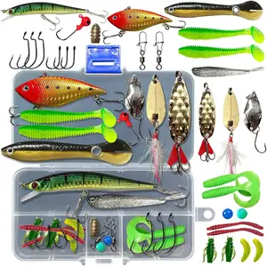 Fishing Lures Kit Set, Baits Tackle Including Crankbaits, Topwater Lures, Spinnerbaits, Worms, Jigs, Hooks, Tackle Box and More Fishing Gear Lures for Bass Trout
