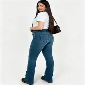 Women's Dark Wash High Waisted Butt Lifting Bootcut Jeans - Stretchy, Comfortable, Vintage Style Flare Jeans for Juniors | Womenswear Bottoms