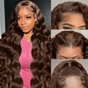 Mamushow #4 Chocolate Brown and #1 Jet Black 13x6 Body Wave Full Lace Frontal Human Hair Wigs #Tiktokshopmemorialday#Summervibes