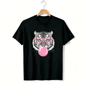 Tiger Blowing Bubble Gum With Pink Glasses Funny Cute Animal Lover Shirt