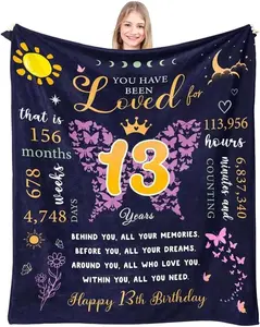 13th Birthday Blanket Gifts for 13 Year Old Girls, 13 Year Old Girl Birthday Gifts Best Presents for 13 Year Old Girls,13th Birthday Decorations for Girls