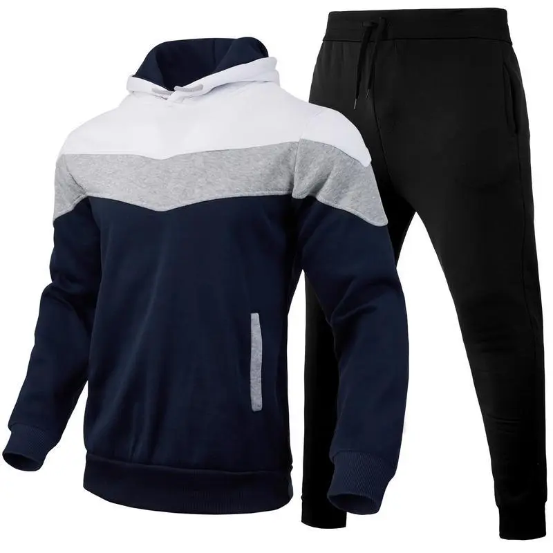 Autumn and Winter Sports Sweater Suit Men's 3 Color Matching Hoodie Sportswear Suit Sweatshirt and Sweatpants Light Board Autumn and Winter Sports Sweater Suit Men's 3 Color Matching Hoodie Sportswear Suit Sweatshirt and Sweatpants Light Board