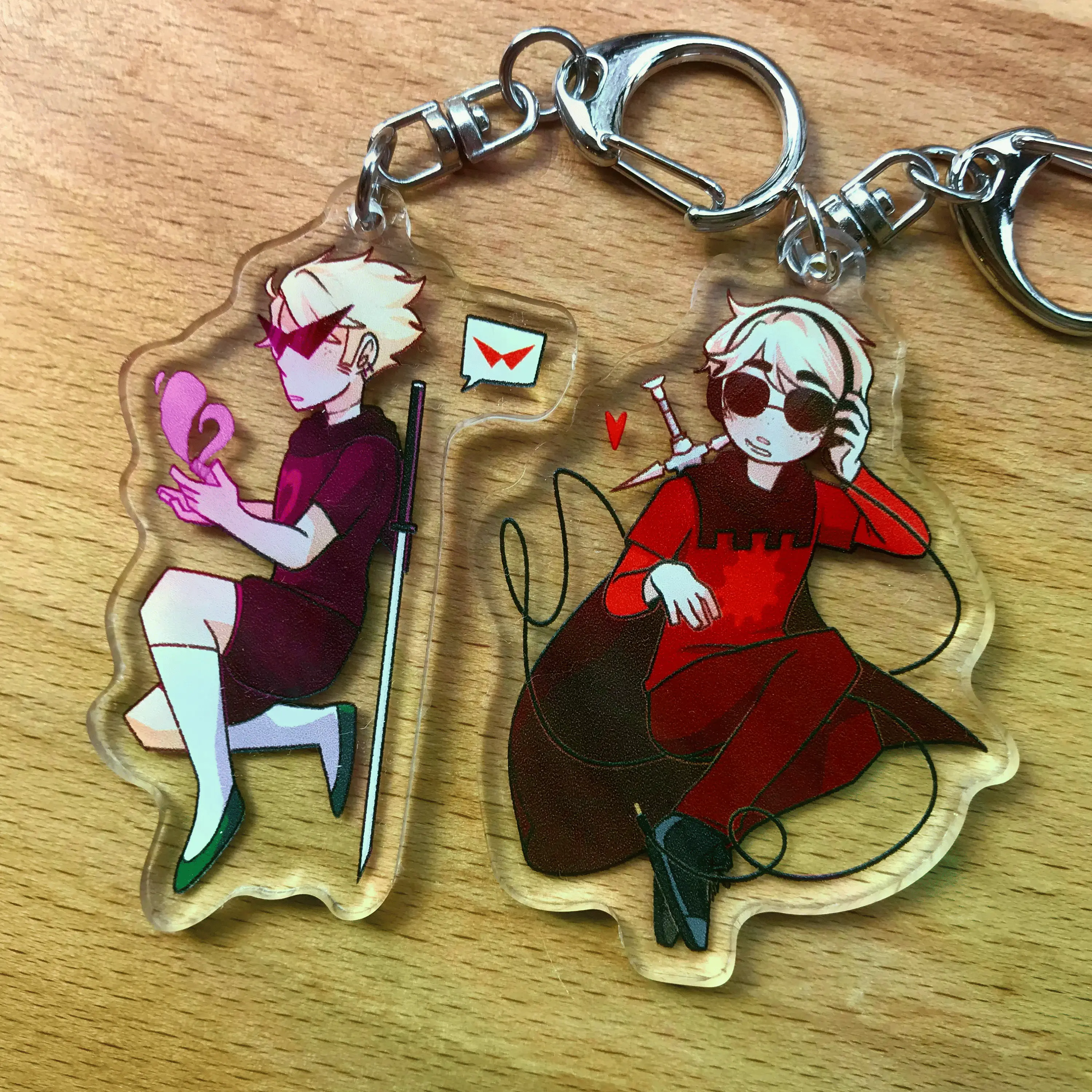 The Striders - Homestuck Acrylic Keychain Charms (Dave & Dirk Strider) - Cute Acrylic Cartoon Keychain, Funny Meme Character Charm for Keys, Bags, Backpack, Durable Gift for Fans & Collectors
